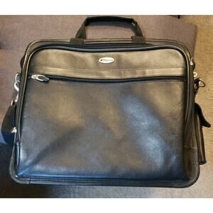 Targus Leather Laptop Case Briefcase Commuter Shoulder Bag Black With Strap